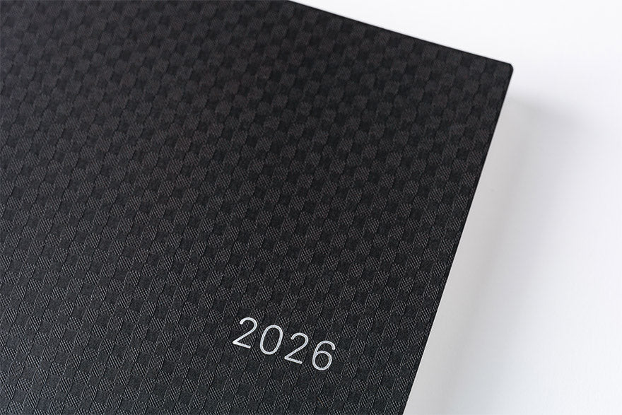 PRE-ORDER Hobonichi Techo 2026 Paper Series: Black Gingham HON / A5 Size / Daily / Jan start / Mon start - English Edition