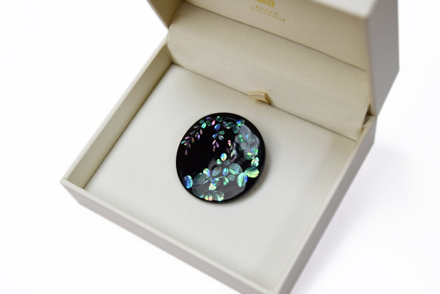 Raden Brooch - Bush Clover -, Japanese Lacquer Jewelry, Kyoto Jewelry