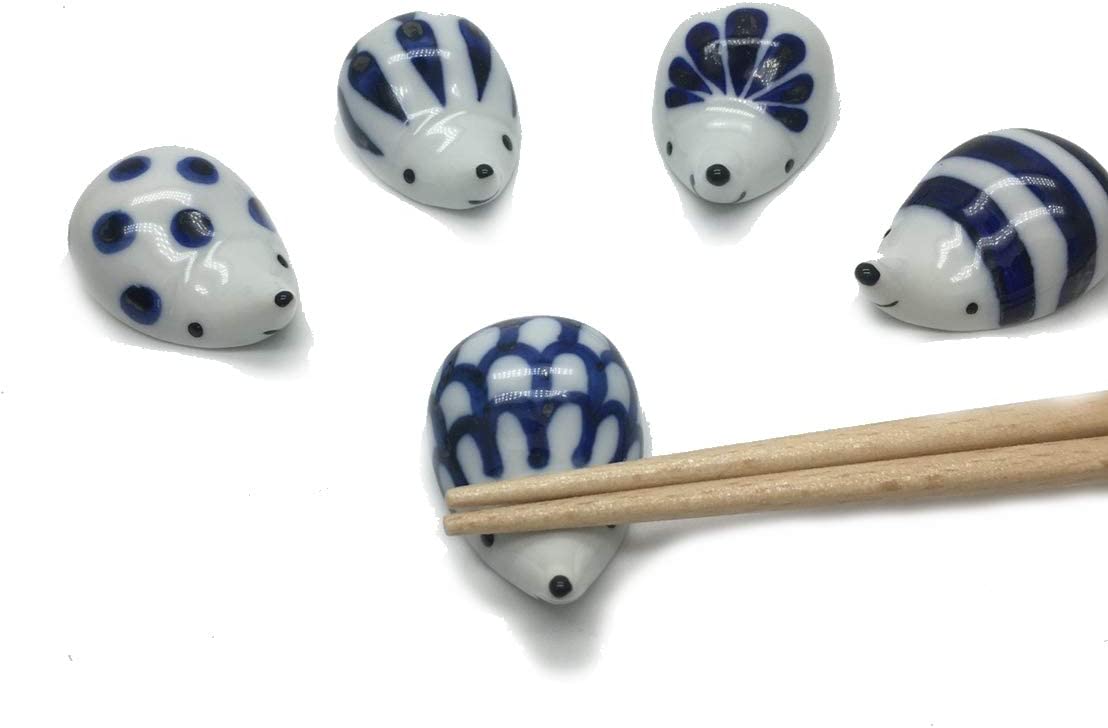 Hasami Yaki(ware) Hedgehog Chopstick Rest Set of 5pcs , Japanese Hasami Ware Chopstick Rest