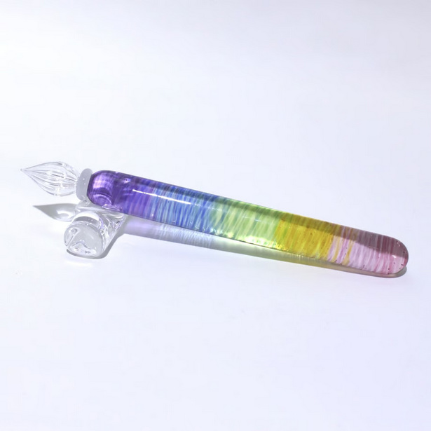 Japanese Glass Dip Pen - Rainbow / Short /  Purple→Pink - , Gifts for Writers