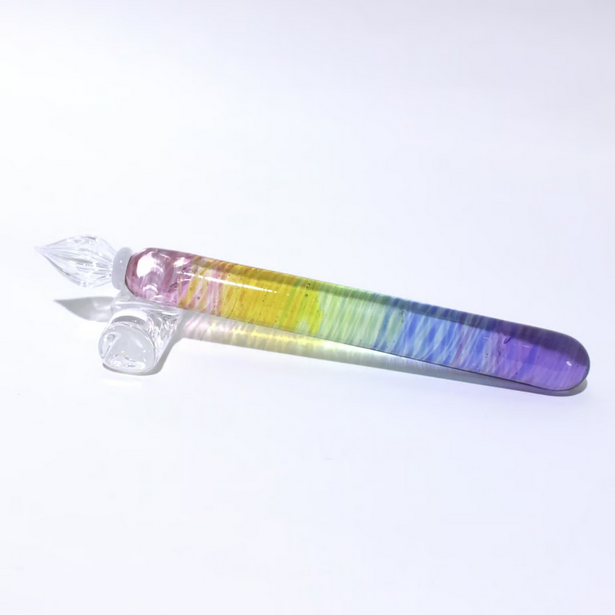 Japanese Glass Dip Pen - Rainbow / Short /  Pink→Purple - , Gifts for Writers