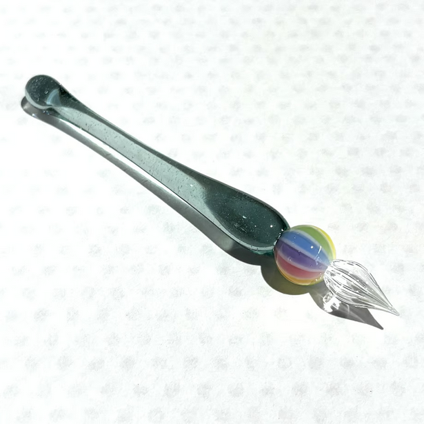 Japanese Glass Dip Pen - Rainbow Ball / Light Blue Green - , Gifts for Writers