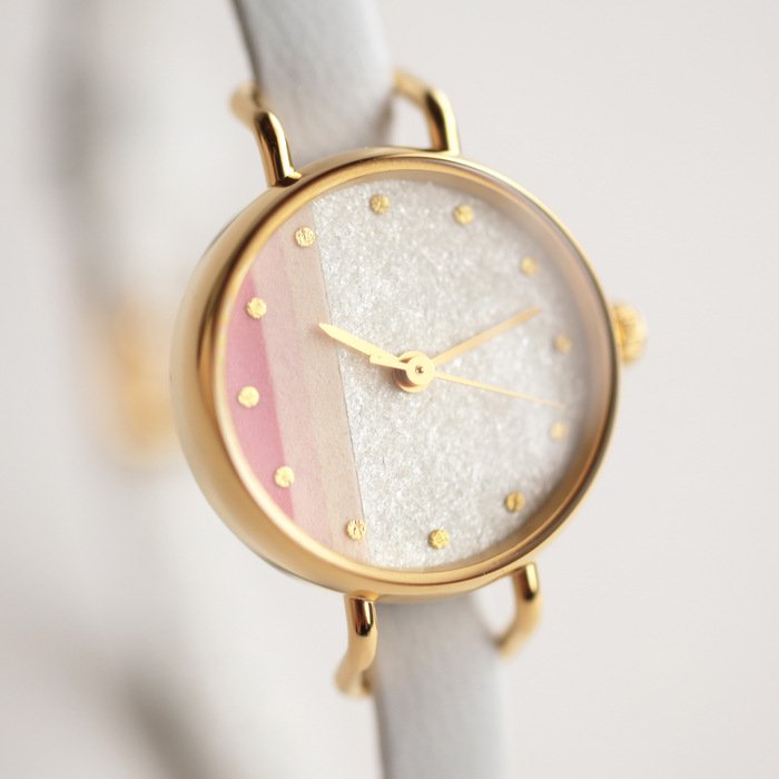 Women's Wristwatch - White and Pink Color, Japanese handmade wrist watch