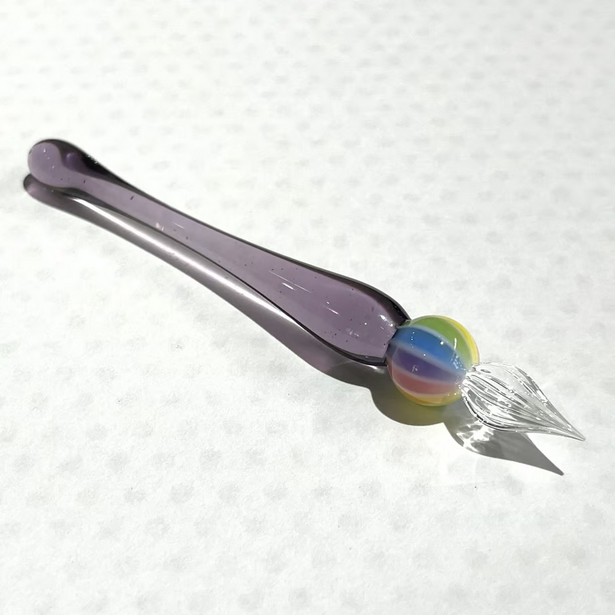 Japanese Glass Dip Pen - Rainbow Ball / Light Purple - , Gifts for Writers