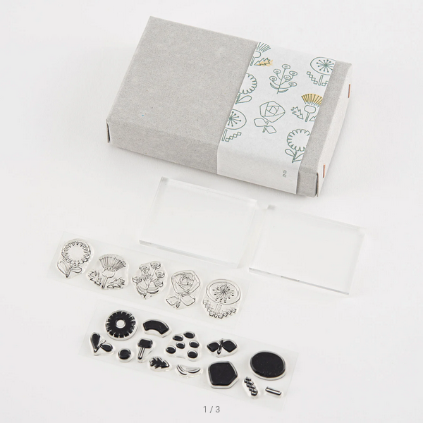 Mizushima: Jizai Clear Stamp Picture Coloring Set (Flower), Hobonichi Accessories