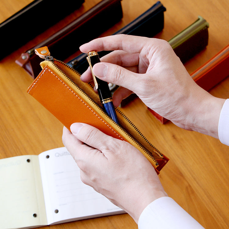 High Quality Tochigi Leather Pencil Case, Japanese leather pencil case, Japanese leather pen case