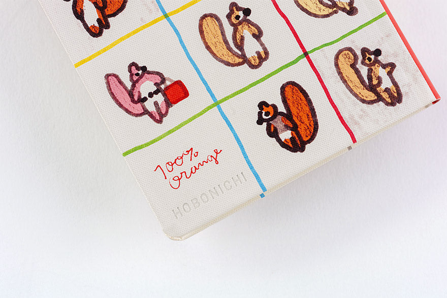 Hobonichi Techo 2026 100%ORANGE: Squirrel’s Moving Day Weeks Hardcover Book / Weekly Horizontal / Jan start / Mon start - English Edition