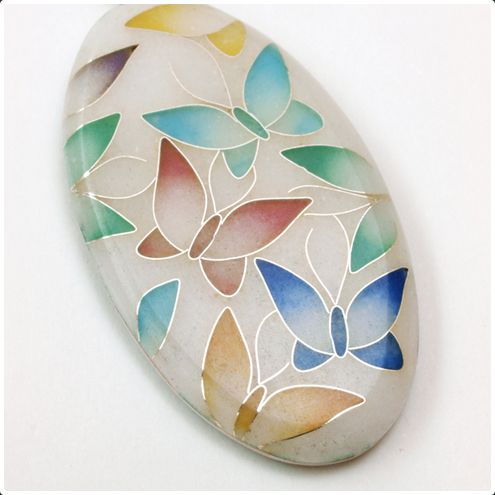 Yusen-Shippo Pendant Necklace - Butterfly White, Japanese Jewelry