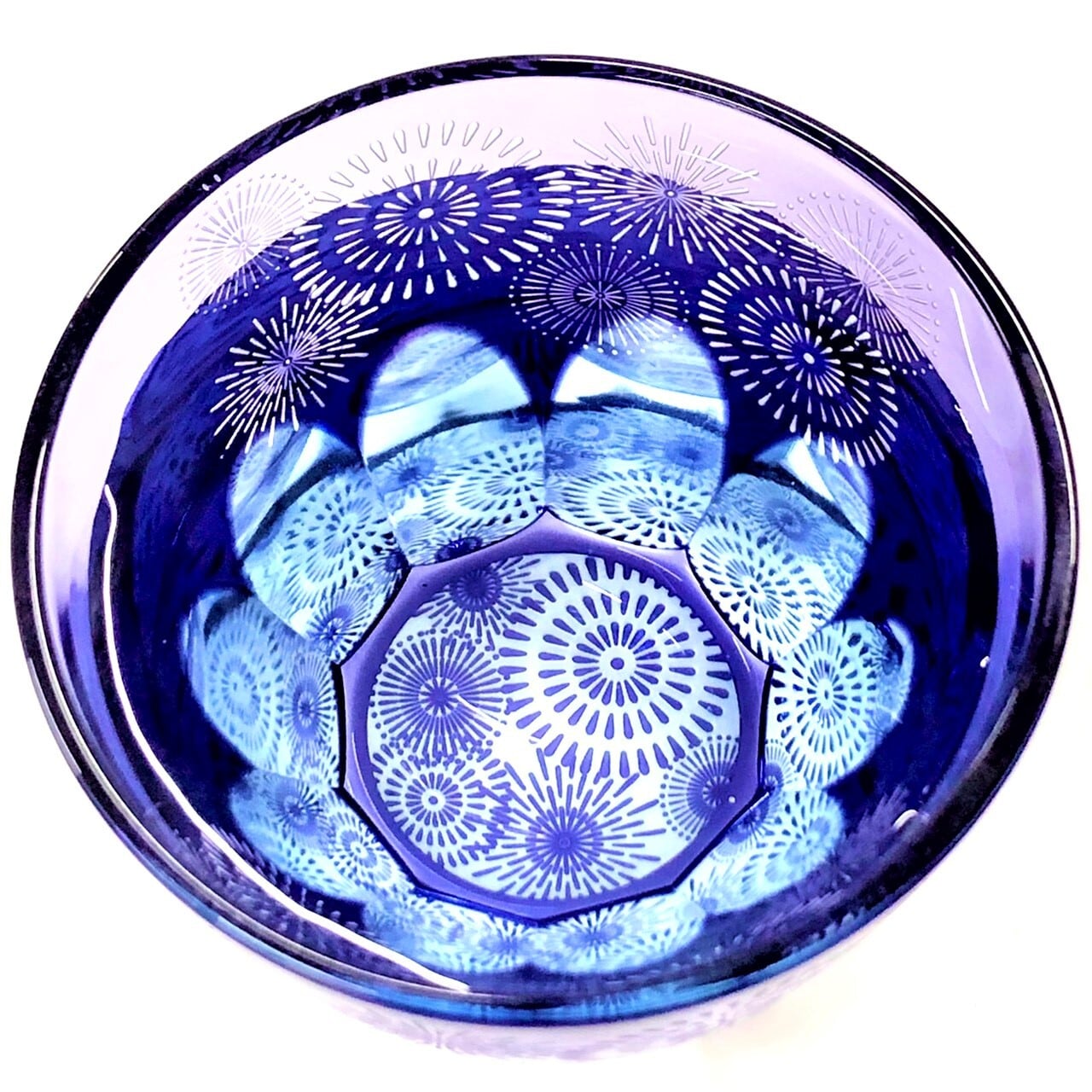 Edo Kiriko Glass Tumbler - Fireworks (Purple × Light Blue)