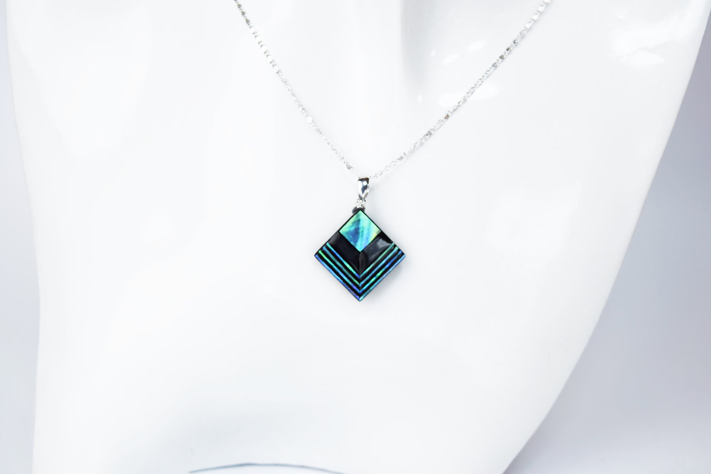Raden Pendant Necklace - Moonlight on Water / Green Color / Medium Size-, Japanese Lacquer Jewelry, Kyoto Jewelry