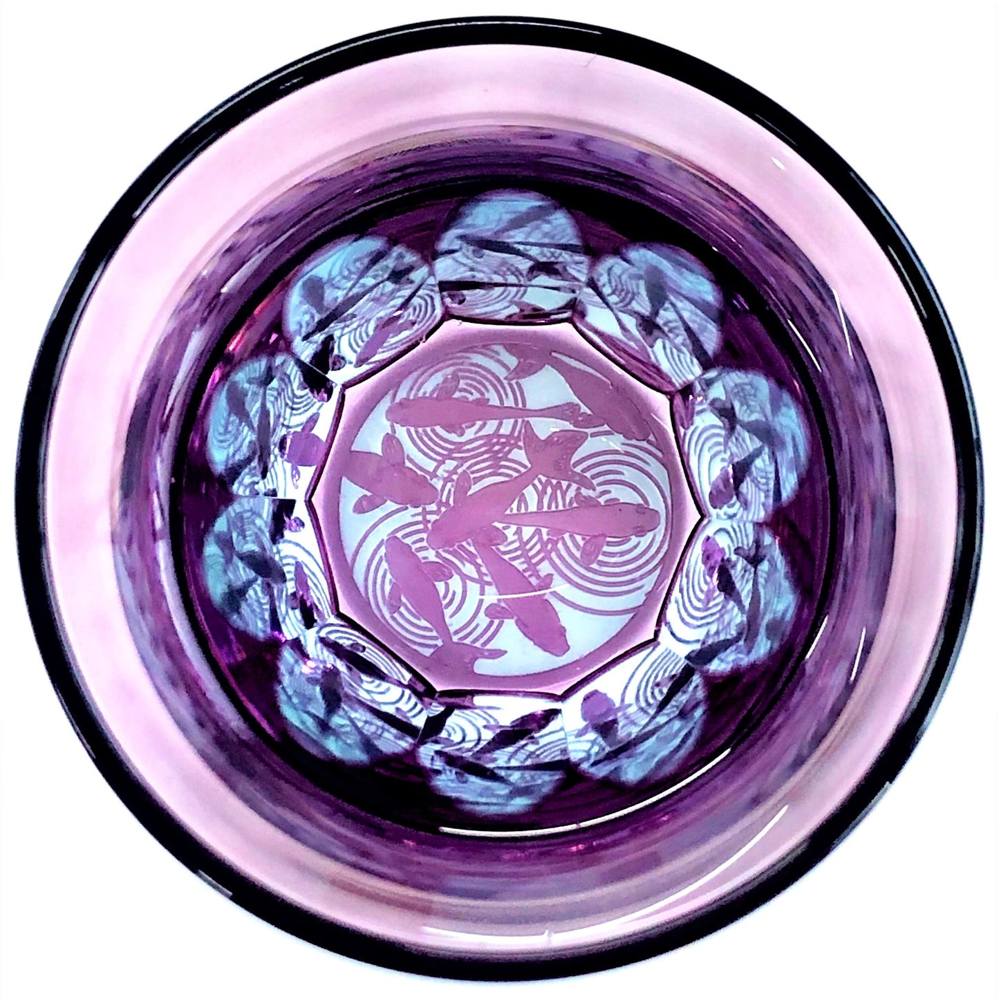 Edo Kiriko Glass Tumbler - Goldfish (Pink × Light Blue)