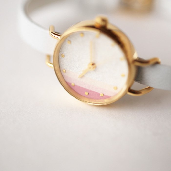 Women's Wristwatch - White and Pink Color, Japanese handmade wrist watch