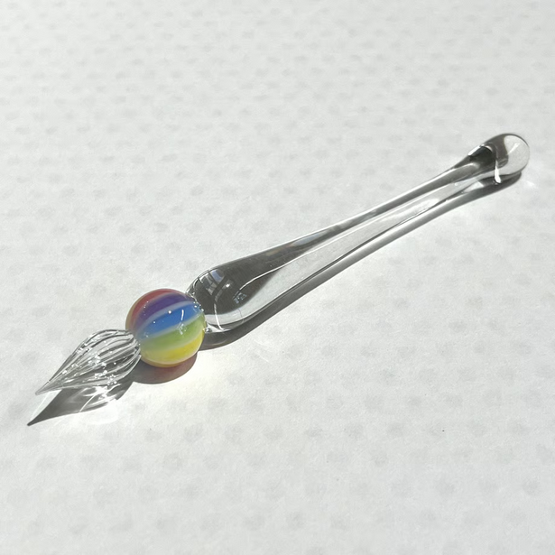 Japanese Glass Dip Pen - Rainbow Ball / Clear - , Gifts for Writers