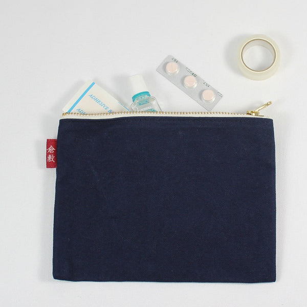 Kurashiki Hampu Canvas Flat Pouch - S Size / Ecru -,  Japanese canvas pouch