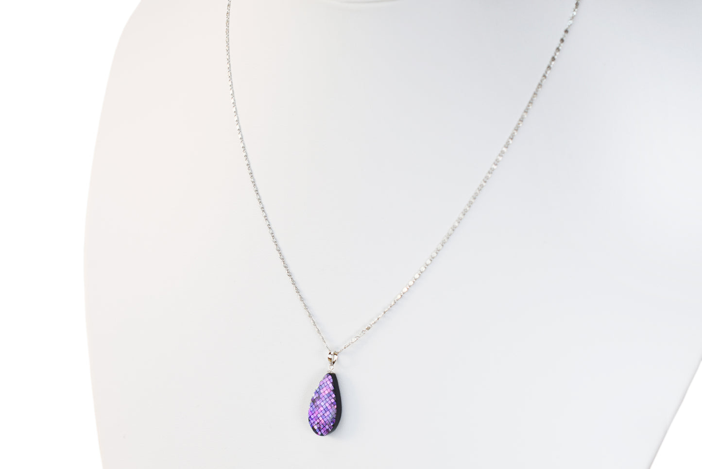 Raden Pendant Necklace - Drop / Pink Color / Small Size-, Japanese Lacquer Jewelry, Kyoto Jewelry