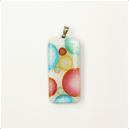 Yusen-Shippo Pendant Necklace - Polka Dot Rectangle, Japanese Jewelry