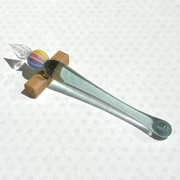 Japanese Glass Dip Pen - Rainbow Ball / Light Blue Green - , Gifts for Writers