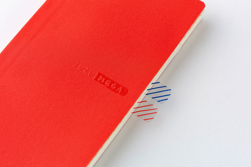 Weeks MEGA, Hobonichi Techo 2026 Sneaker: Tomato Red Weeks Mega Softcover Book / Weekly Horizontal / Jan start / Mon start - English Edition