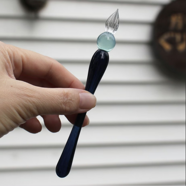 Japanese Glass Dip Pen - Short / Navy - , Gifts for Writers