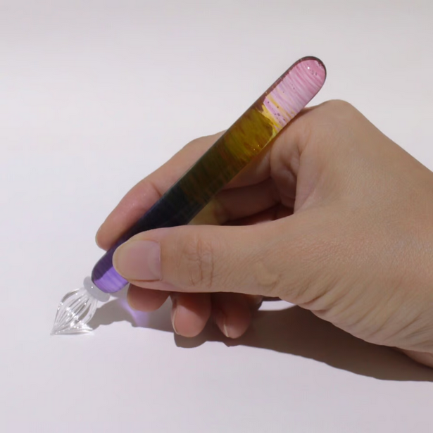 Japanese Glass Dip Pen - Rainbow / Short /  Purple→Pink - , Gifts for Writers