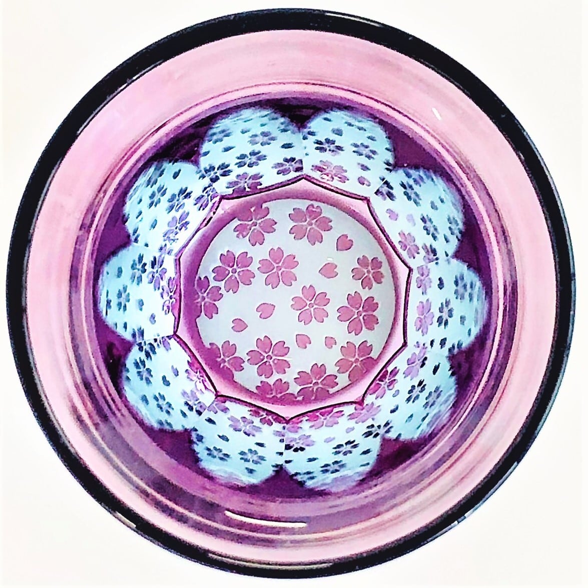 Edo Kiriko Glass Tumbler - Cherry Blossom (Pink × Light Blue)