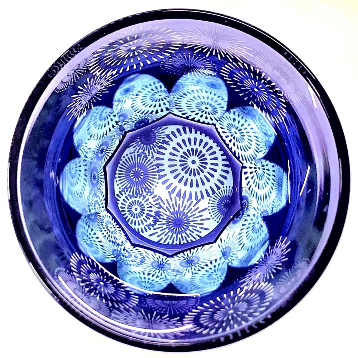 Edo Kiriko Glass Tumbler - Fireworks (Purple × Light Blue)