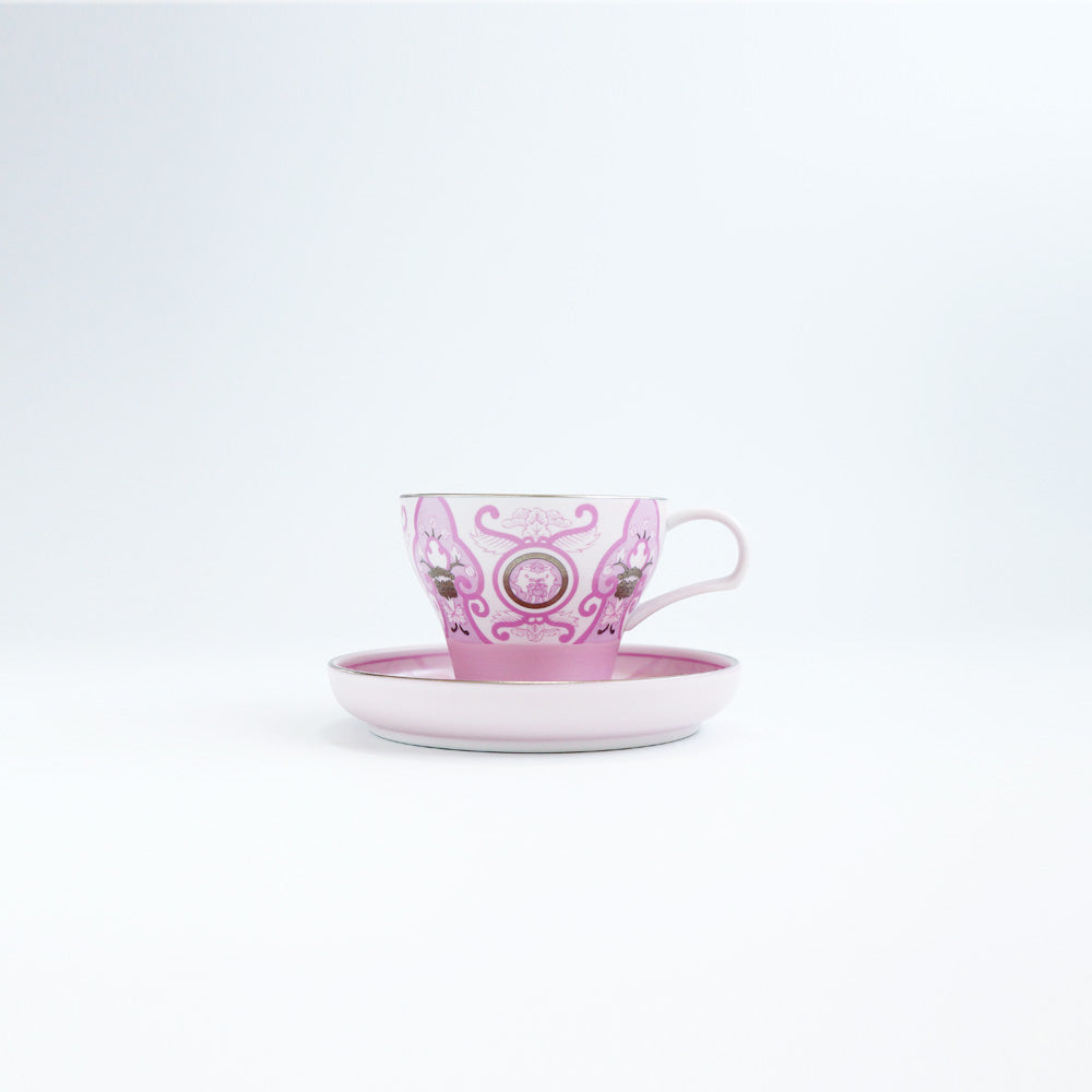 Arita Yaki(ware) Tea Coffee Mug Cup and Saucer Set - Cherry Blossom Pink