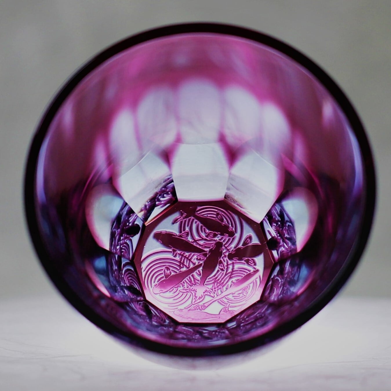 Edo Kiriko Glass Tumbler - Goldfish (Pink × Light Blue)
