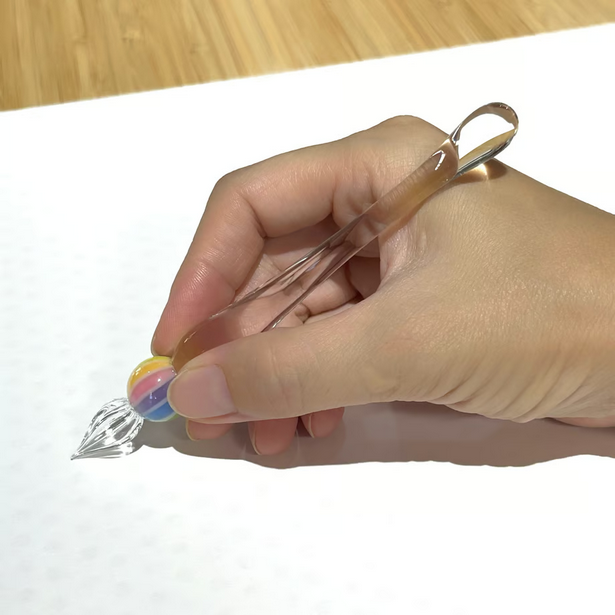 Japanese Glass Dip Pen - Rainbow Ball / Clear - , Gifts for Writers