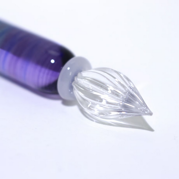 Japanese Glass Dip Pen - Rainbow / Short /  Purple→Pink - , Gifts for Writers