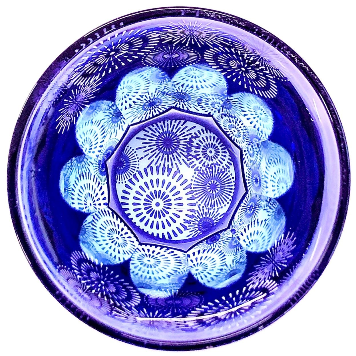 Edo Kiriko Glass Tumbler - Fireworks (Purple × Light Blue)