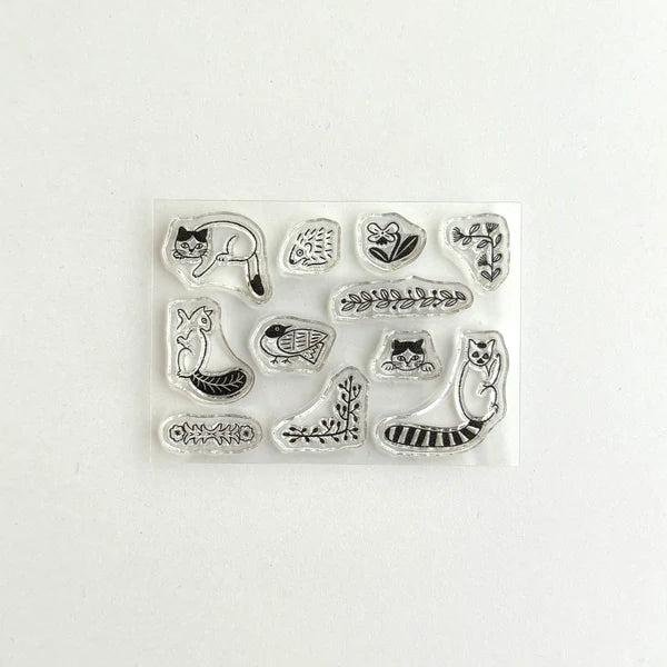 Matsuo Miyuki × mizushima: JIZAI Clear Stamp LOG Techo Moriage-tai - Small Animals -