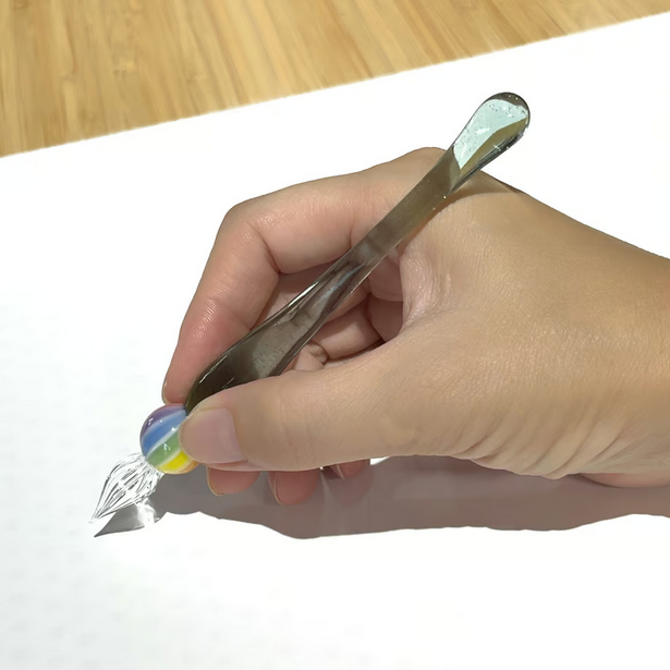 Japanese Glass Dip Pen - Rainbow Ball / Light Blue Green - , Gifts for Writers