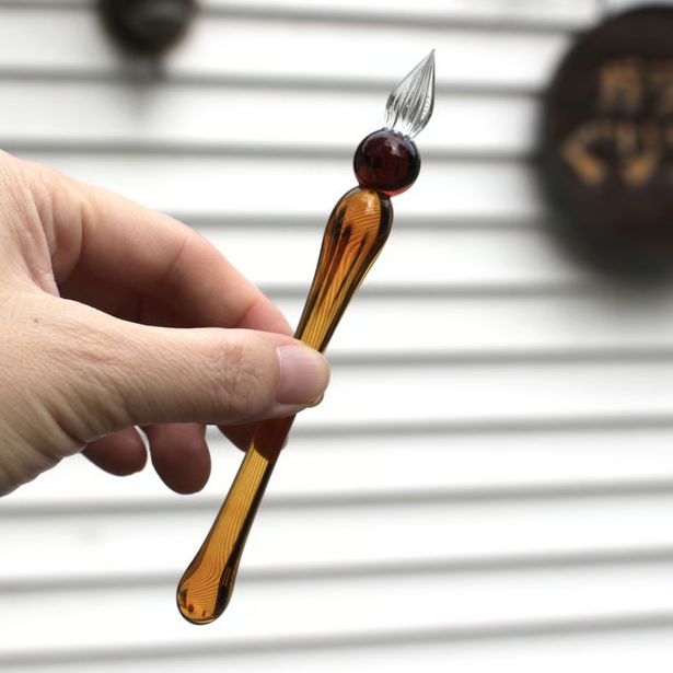 Japanese Glass Dip Pen - Short / Honey - , Gifts for Writers
