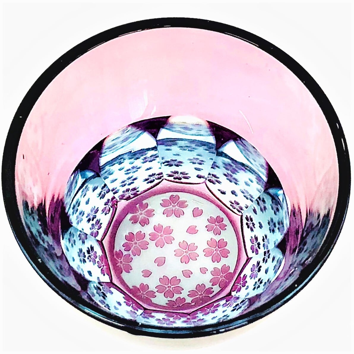 Edo Kiriko Glass Tumbler - Cherry Blossom (Pink × Light Blue)