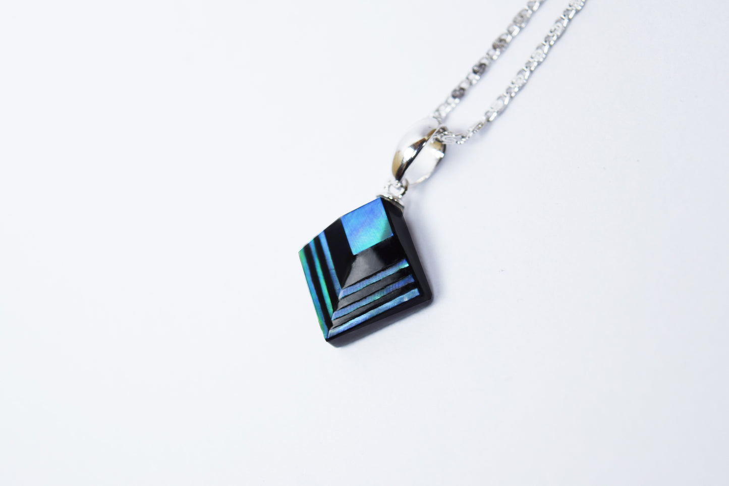 Raden Pendant Necklace - Moonlight on Water / Green Color / Small Size-, Japanese Lacquer Jewelry, Kyoto Jewelry