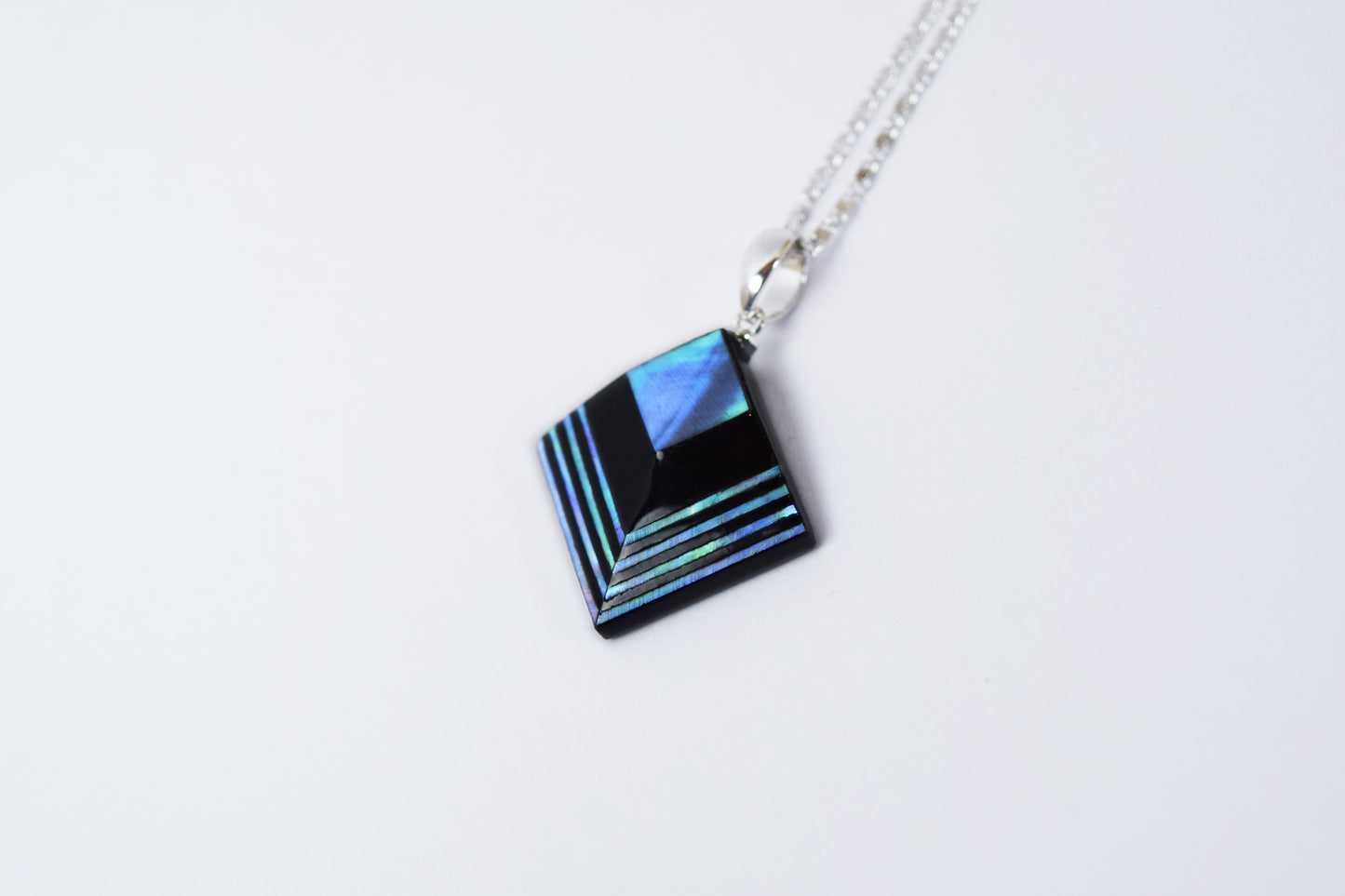 Raden Pendant Necklace - Moonlight on Water / Green Color / Medium Size-, Japanese Lacquer Jewelry, Kyoto Jewelry
