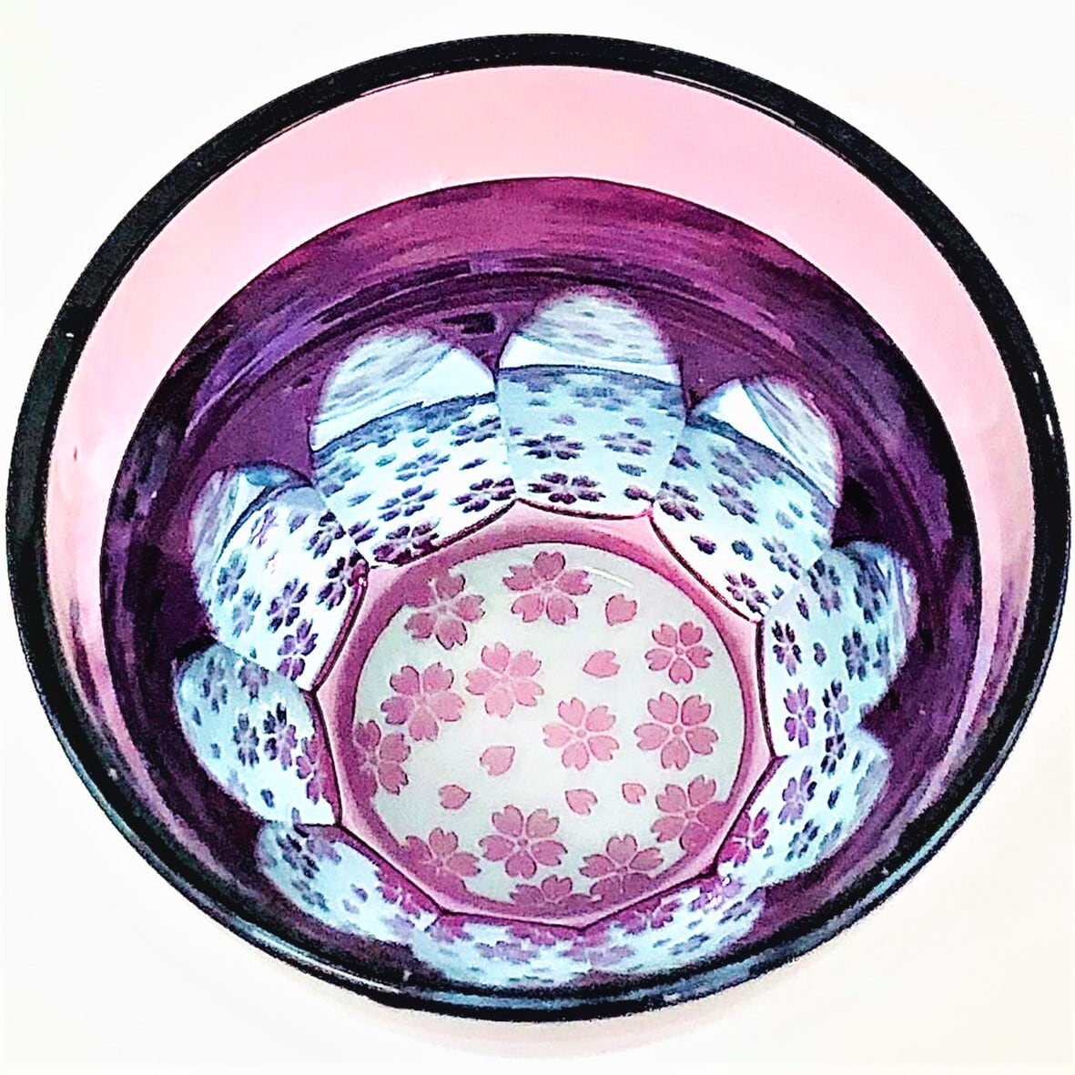Edo Kiriko Glass Tumbler - Cherry Blossom (Pink × Light Blue)