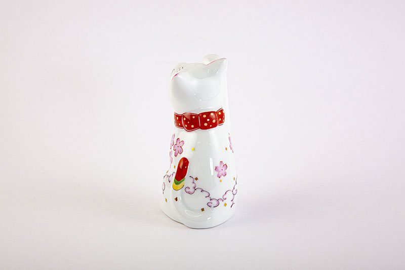 Arita Yaki(ware) Japanese Lucky Cat Figure - Cherry Blossom
