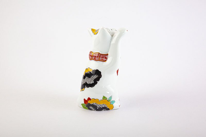 Arita Yaki(ware) Japanese Lucky Cat Figure - Camellia