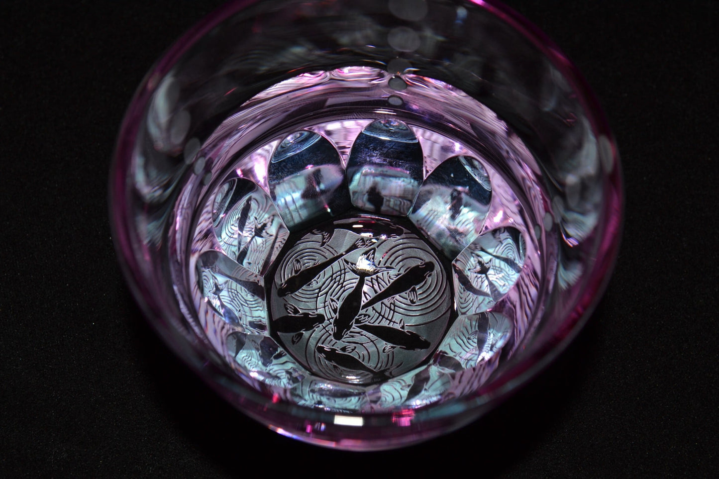 Edo Kiriko Glass Tumbler - Goldfish (Pink × Light Blue)
