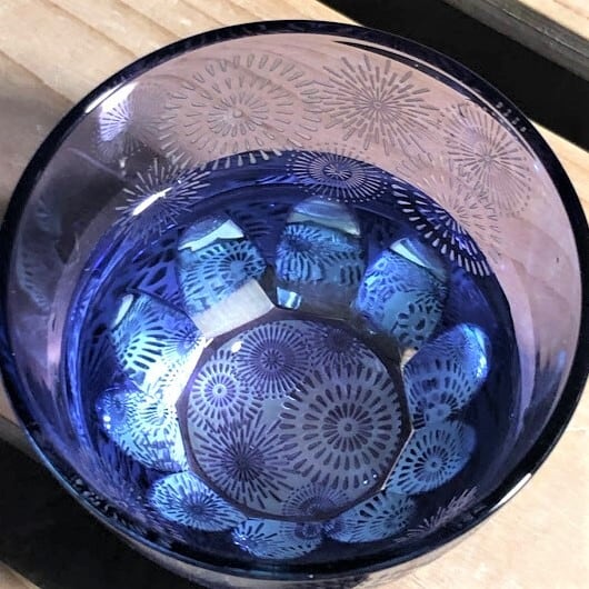 Edo Kiriko Glass Tumbler - Fireworks (Purple × Light Blue)