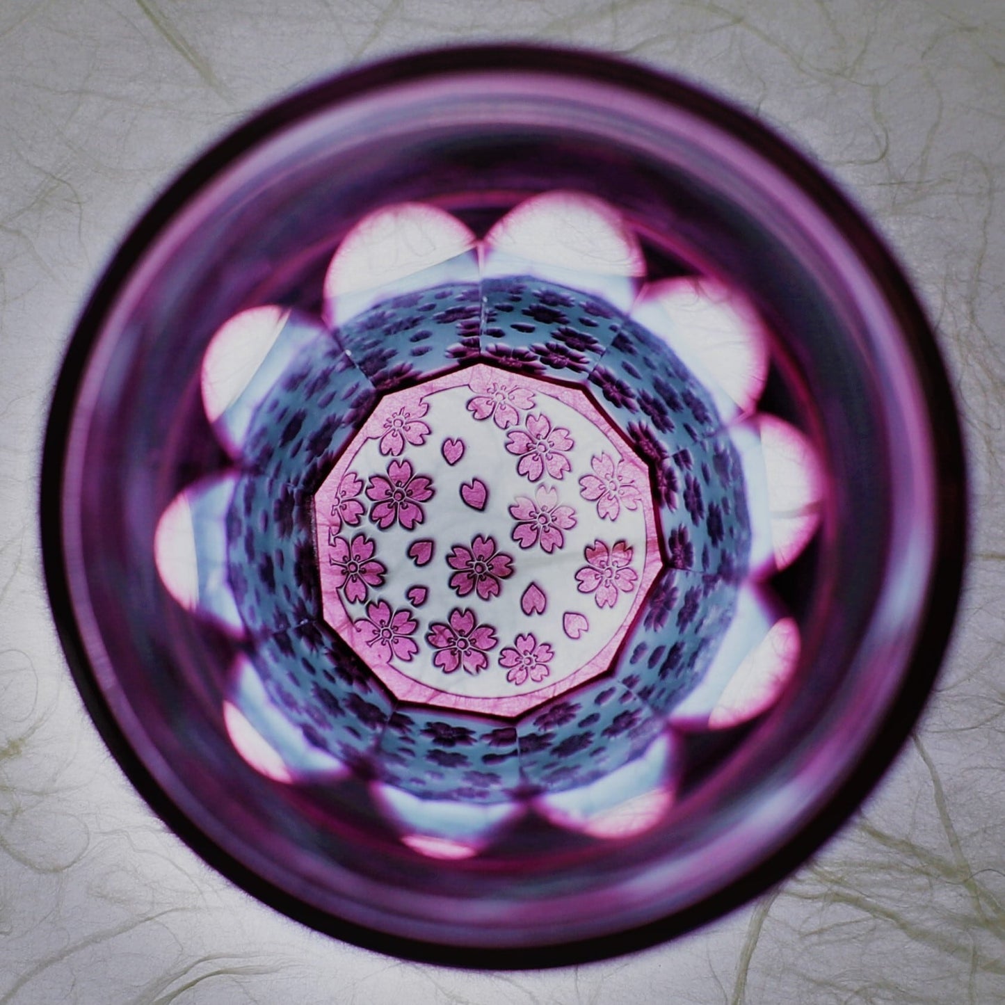 Edo Kiriko Glass Tumbler - Cherry Blossom (Pink × Light Blue)