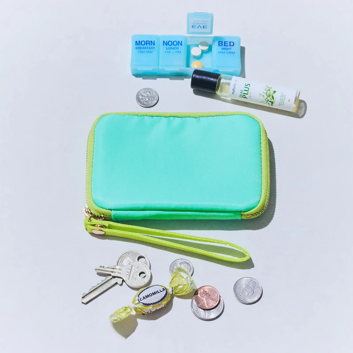 Aqua Lime Drawer Pouch Pocket,  Hobonichi Drawer Pouch Pocket