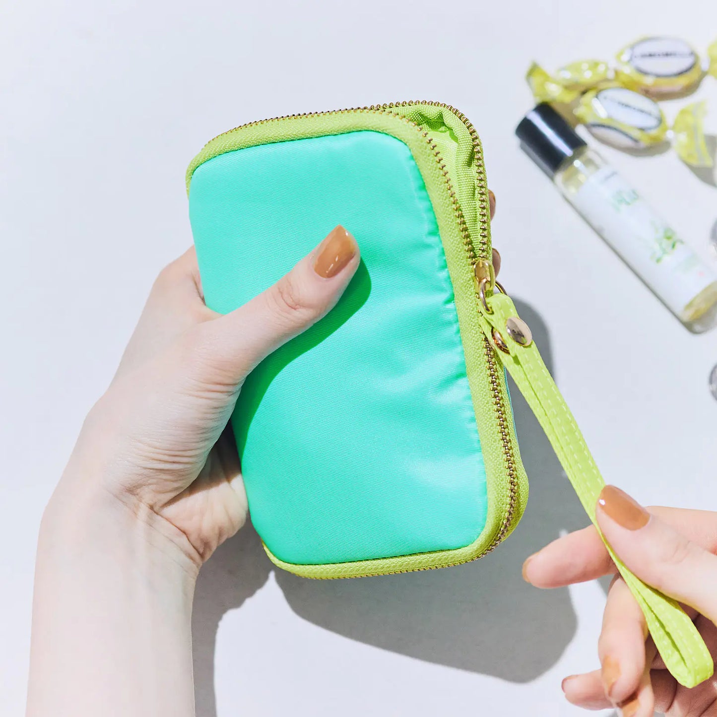 Aqua Lime Drawer Pouch Pocket,  Hobonichi Drawer Pouch Pocket