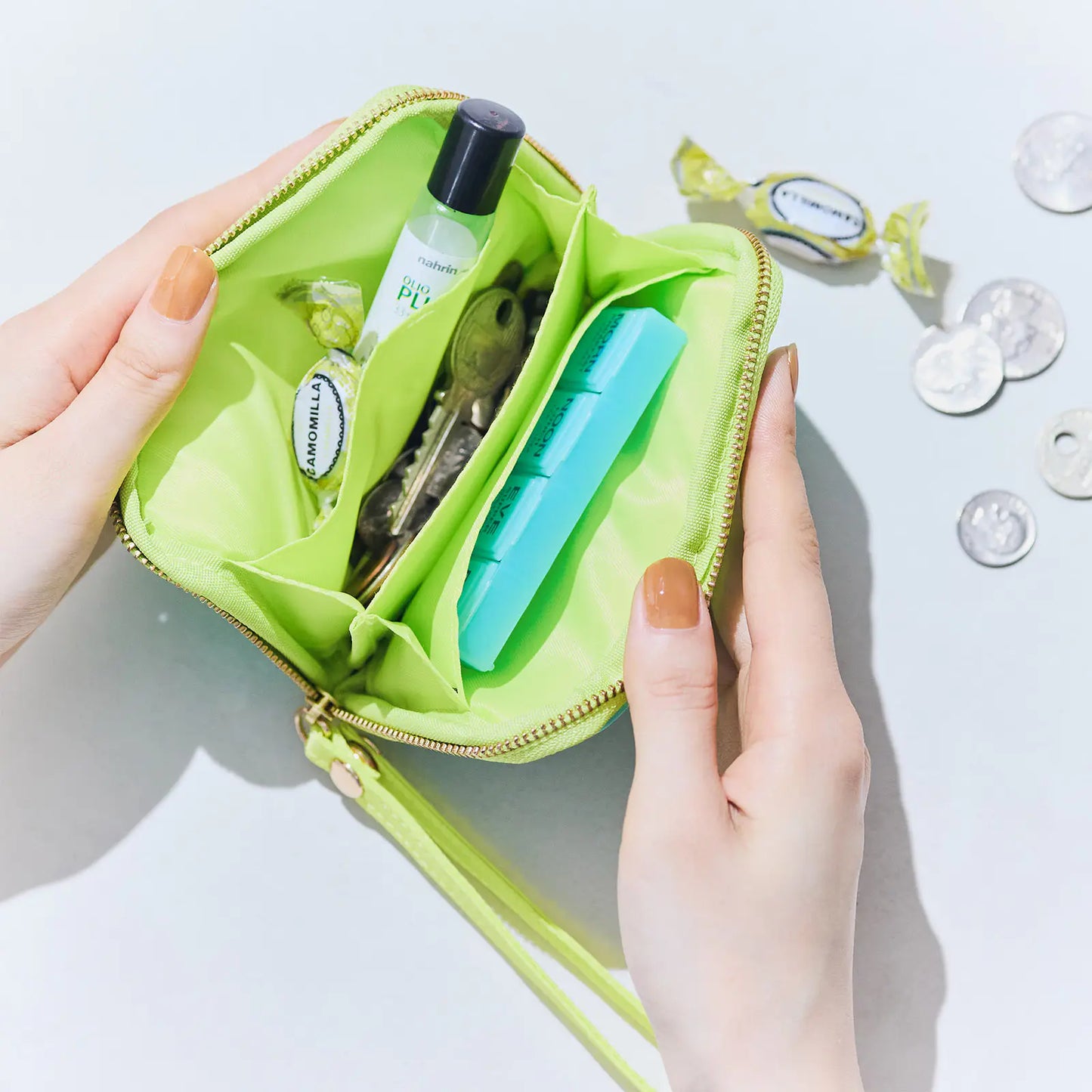 Aqua Lime Drawer Pouch Pocket,  Hobonichi Drawer Pouch Pocket