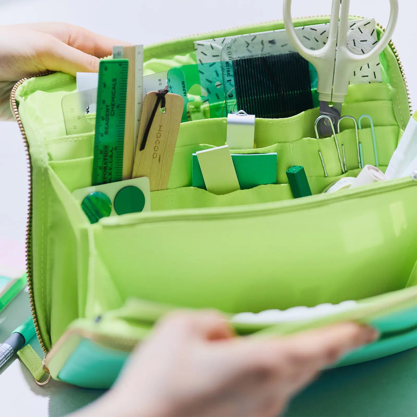 Aqua Lime Large Drawer Pouch,  Hobonichi Large Drawer Pouch