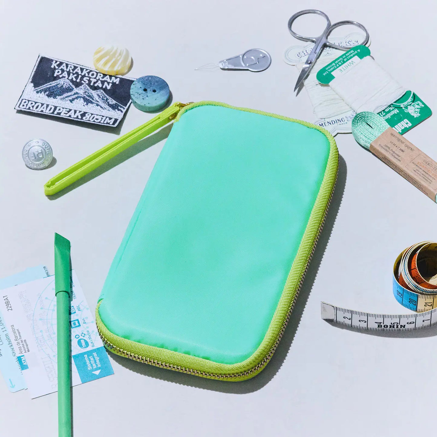 Aqua Lime Small Drawer Pouch,  Hobonichi Small Drawer Pouch