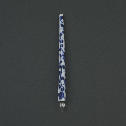 Arita Yaki(ware) Body Triangle Glass Dip Pen - Flower Arabesque Pattern -, Japanese glass dip pen