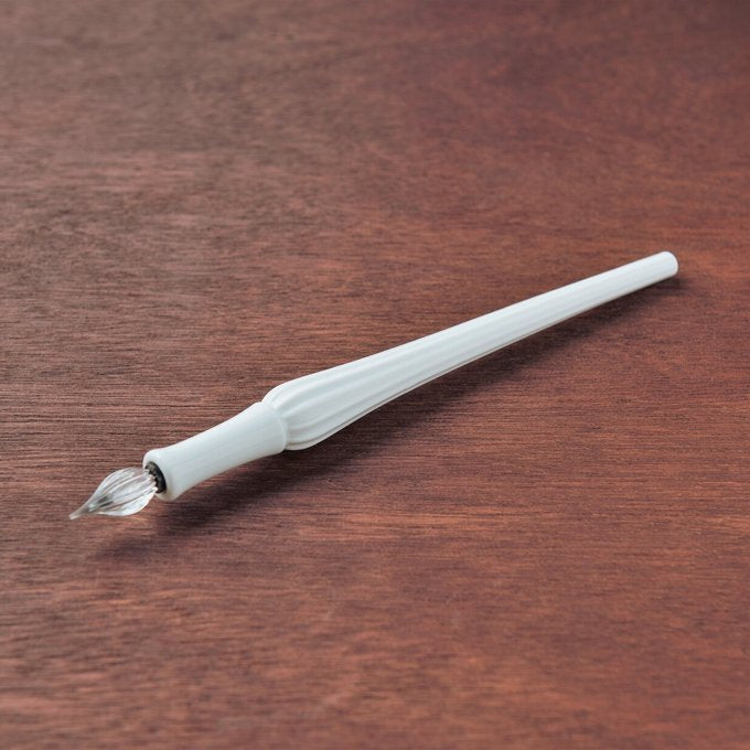 Arita Yaki(ware) Body Glass Dip Pen - White -, Japanese glass dip pen